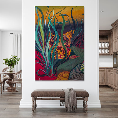 AFRICAN JUNGLE Tigress Rainforest Lianas Abstract Vivid Fine Art