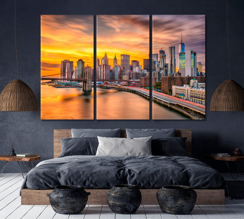 Brooklyn Bridge After Sunset New York Poster