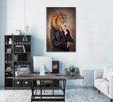 Lion in Suit Lion-headed Man Human Animals Poster Office Wall Art Canvas Print Artesty 1 Panel 16"x24" 
