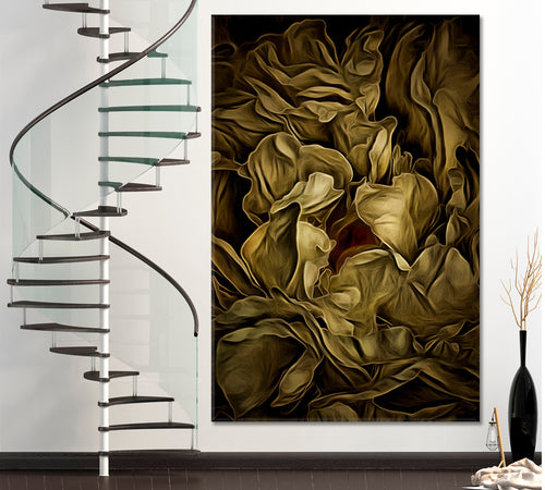 ABSTRACT Peony Flower Petals Pattern Canvas Print - Vertical