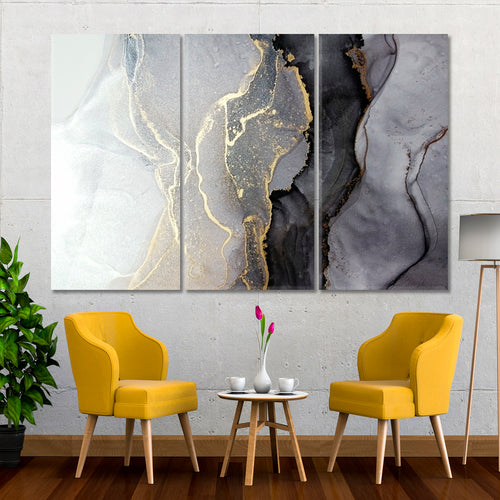 Luxury Abstract Fluid Art Alcohol Ink Black and Gold
