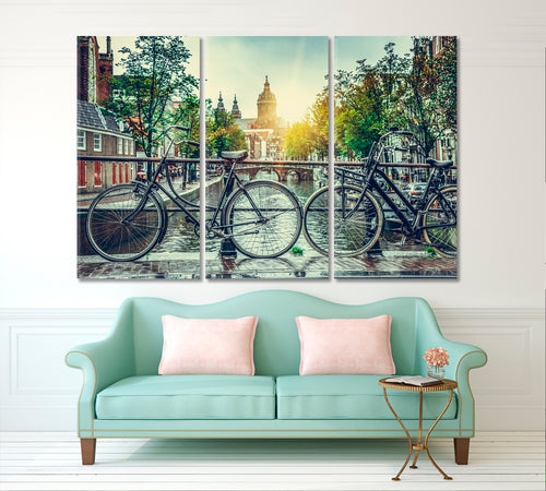 Bicycle Canal Bridge Amsterdam City Netherlands Old Streets