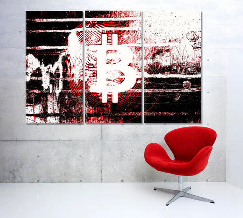 Bitcoin Cryptocurrency BTC Bit Coin Abstract Grunge Office Poster