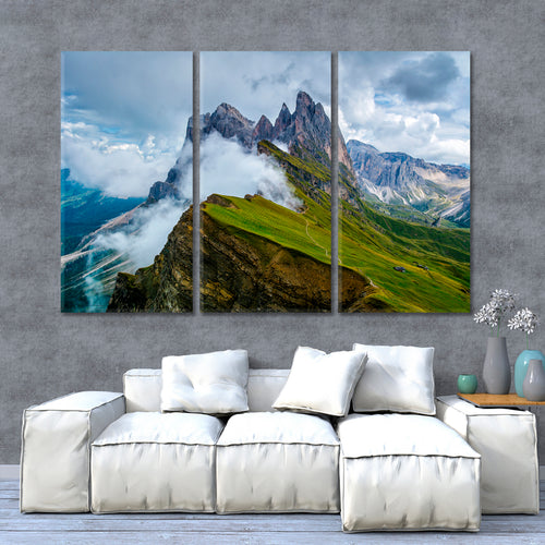 Landscape Dolomites Alps Mountain Range Clouds Peak Nature