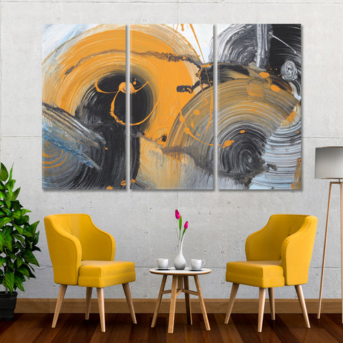 Black Grey White Yellow Colors Brushstrokes Abstract Trendy Style