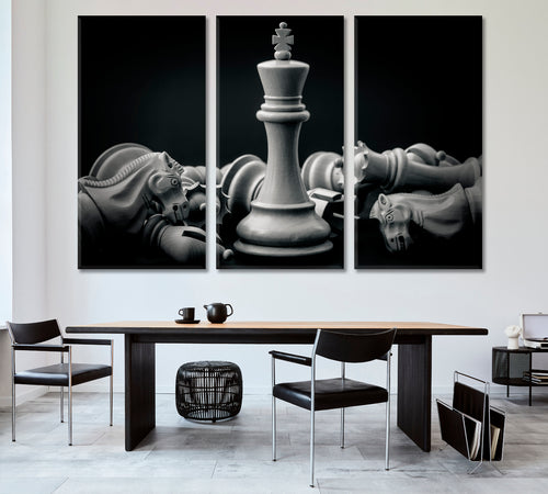 CHESS Black White King And Knight Leader Success Concept Poster