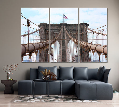 USA Brooklyn Bridge Perspective Photography Canvas Print