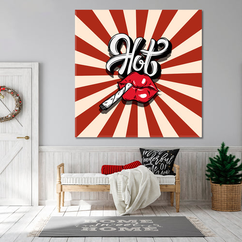 POP ART Abstract Hot Red Lips Poster - Square