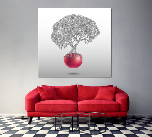 Old Tree Red Apple Artwork