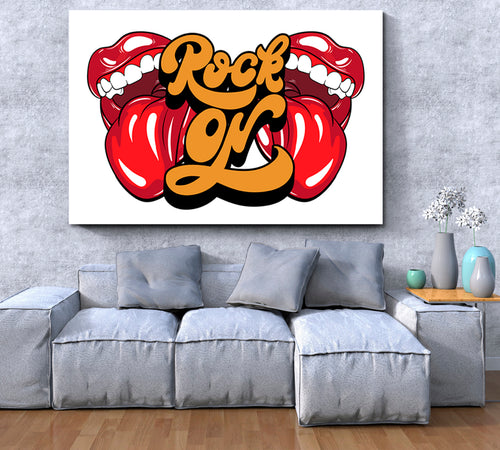 ROCK ON Rolling Stones Tongue Lips Open Mouth Rock And Roll Poster