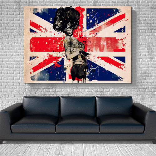 Fashion Woman British Flag Modern Grunge Style