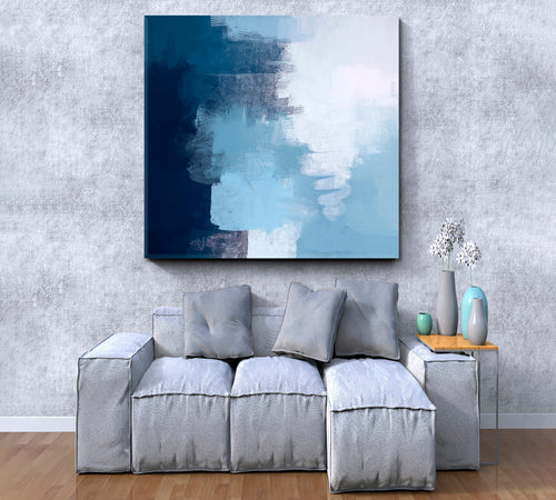 Artistic Dark And Soft Blue Brush Strokes Modern art