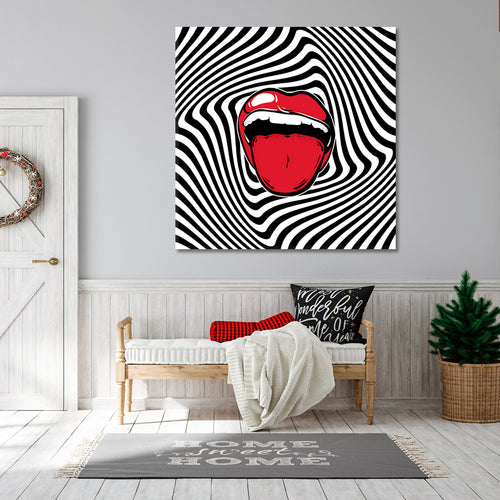 POP ART Abstract Red Open Mouth Poster - Square