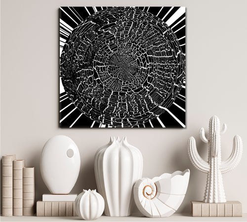 BLACK WHITE Futuristic Psychedelic Hypnotic Grunge Abstract Poster