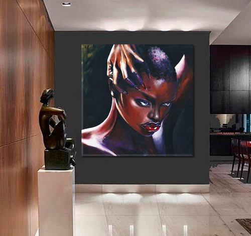 HOT CHOCOLATE Amazing Beautiful African Women Afrocentric Art Canvas Print | Square Panel