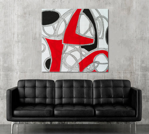 Black Red White Abstract Geometric Modern Minimalism