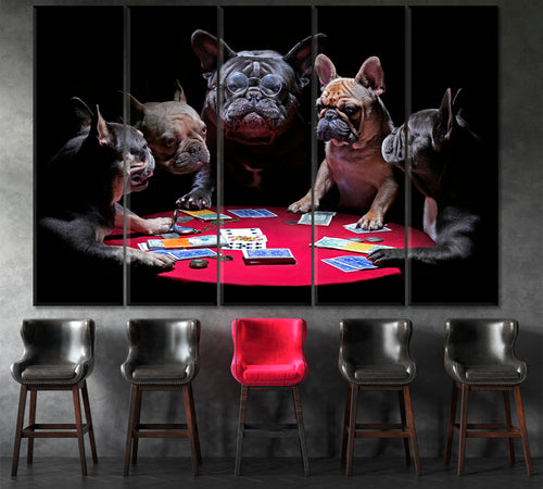 Bold Bluff Whimsical Funny French Bulldogs Dogs Playing Poker