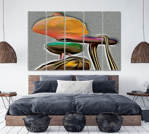 Contemporary Psychedelic Shape Orange Gray Painting