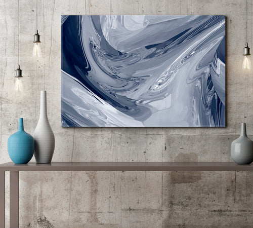 Beautiful Gray Liquid Abstract Chrome Metallic Effect Poster