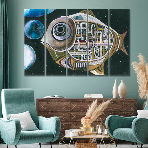 Big Space Mechanical Fish Surreal Abstract Steampunk Style