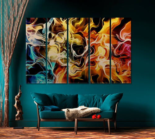 Trendy Abstract Multi Color Fire Smoky Fractal Pattern