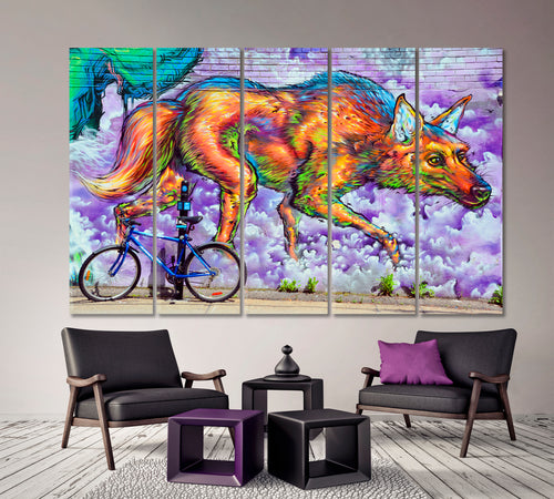 WOLFE Street Art Montreal Canada  Vibrant Graffiti Canvas Print