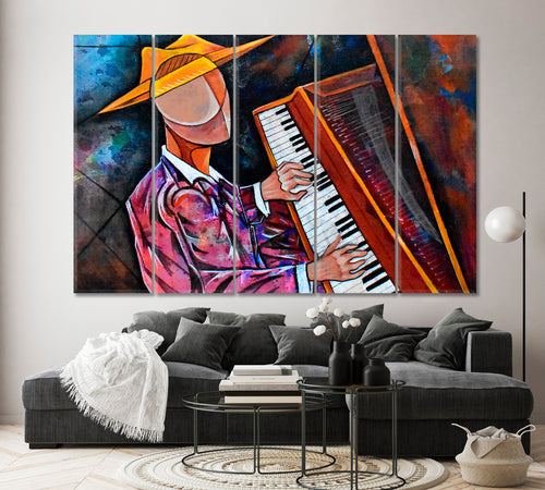 PIANIST Cubist Surrealism Musician Painting Modern Abstract