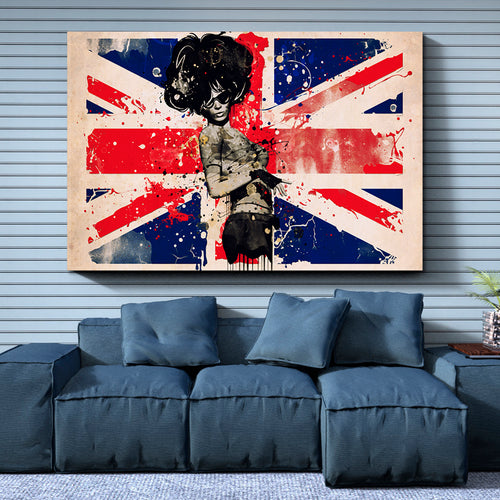 Fashion Woman British Flag Modern Grunge Style