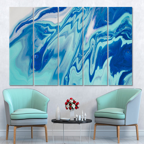 Shades of Blue Acrylic Mix Abstract Colorful Marble Splash Fluid