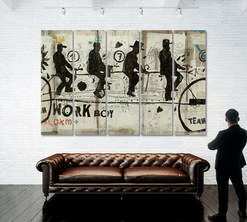 TEAMWORK BOYS Sports Bike Grunge Graffiti Style Office Decor
