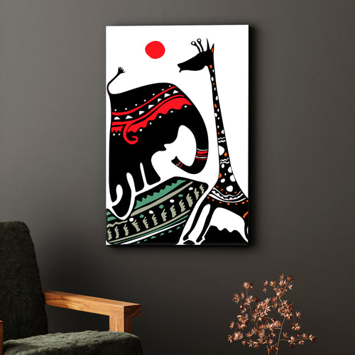 Abstract African Style African Animals Elephant Giraffe