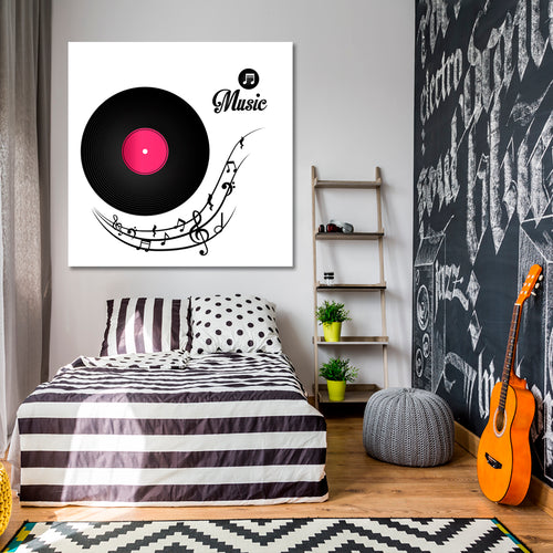 ROLLING RECORD Vinyl Disc Music Notes Spiral