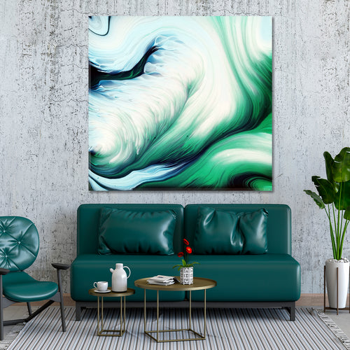 Green Waves Fluid Art