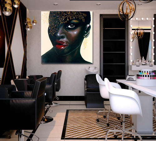 HOT CHOCOLATE  Stunning African Women Red Lips Canvas Print - Square Panel