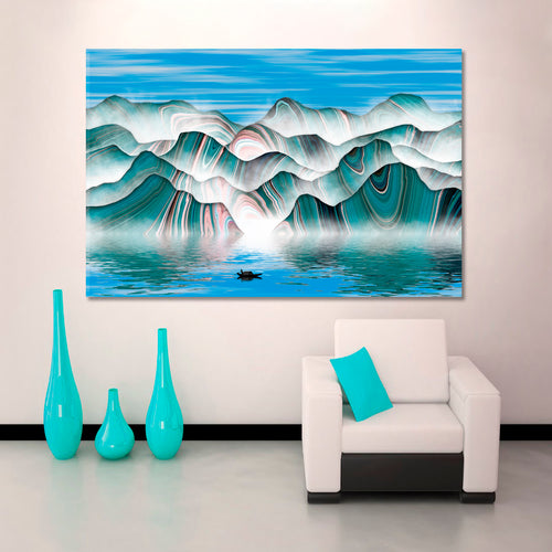 ABSTRACT LANDSCAPE Ink Painting Abstract Mountain Lines Shapes Forms