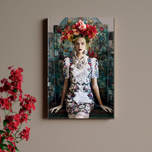 Flower Crown |  Beauty Salon Concept Woman Fashion Hair Design Canvas Print -  Vertical