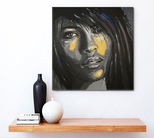 ABSTRACT REALISM Beautiful Woman Face Grunge Style Art | Square