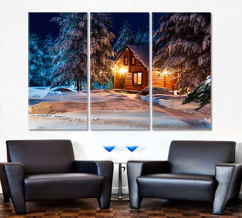 Fabulous Winter Christmas Night Rural Landscape Poster