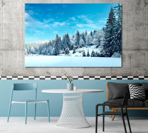 FABULOUS WINTER Snowy Mountain Forest Landscape Poster