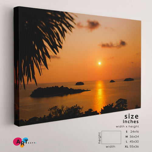 EXOTIC SEA COAST Amazing Romantic Colorful Red Sunset Tropical Landscape Canvas Print