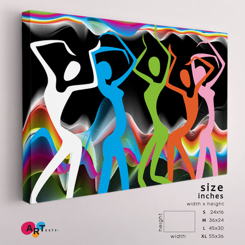 SPORT AND FITNESS Colorful Stylized Silhouettes Dancing Girls