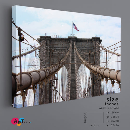 USA Brooklyn Bridge Perspective Photography Canvas Print