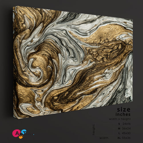 WAVES Abstract Marble Swirls Beautiful Luxe Effect Fluid Art Modern Canvas Print