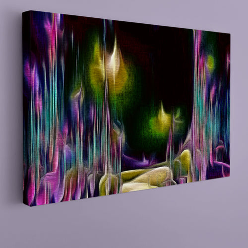 Abstract Fractal Psychedelic Shape Purple On Black Modern Art