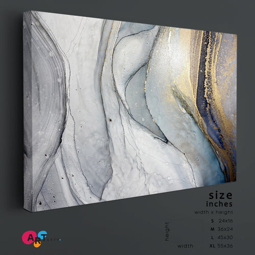 MARBLE FLOW Abstract Blue Light Grey Veins