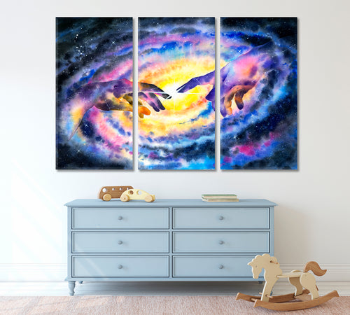 GALAXY Hand of God Creation And Universe Watercolor Artwork