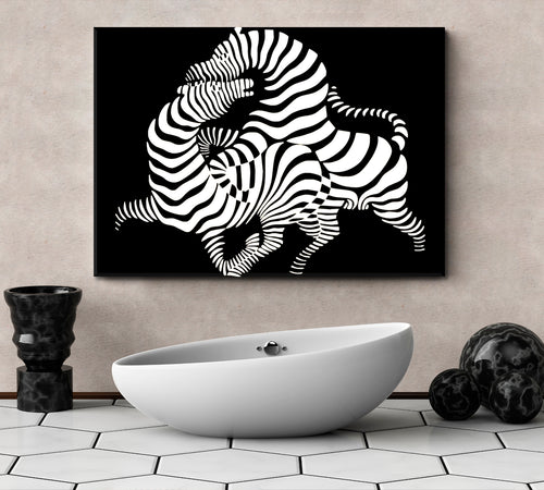IN LOVE Twisted Zebras Vasarely Style Tricky Optical Illusion Op-art