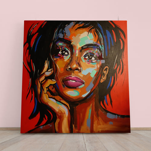 MUSE | Fine Art Portrait Woman Grunge Graffiti Style Canvas Print - Square