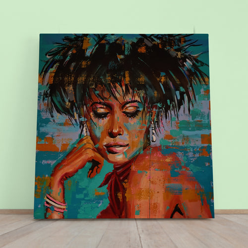 MISS ENIGMA | Abstract Art Grunge Street Art Style Canvas Print - Square