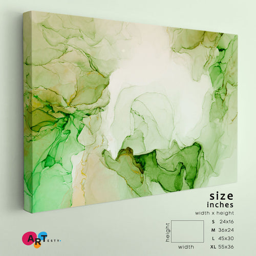 Ink Abstract Soft Green Color Bright Modern Contemporary